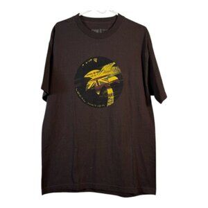 Vintage Local Motion Brown Graphic Shirt Hawaii Palm Tree Size Large EUC #0728
